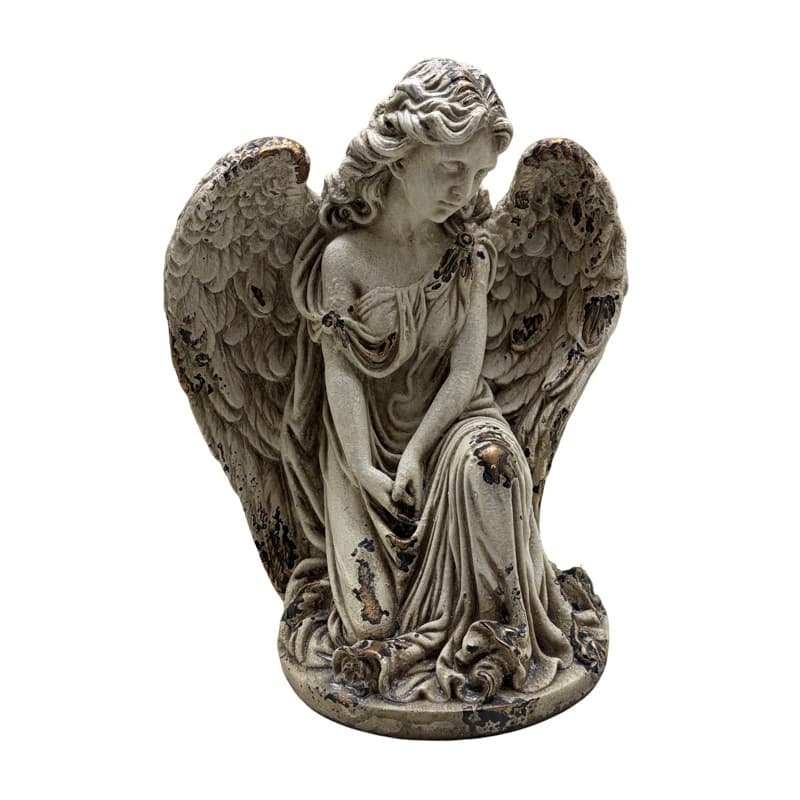 Vintage Kneeling Angel Sculpture Figurine Classical Serene Atmosphere Home Garden Fireplace Mantel Decoration