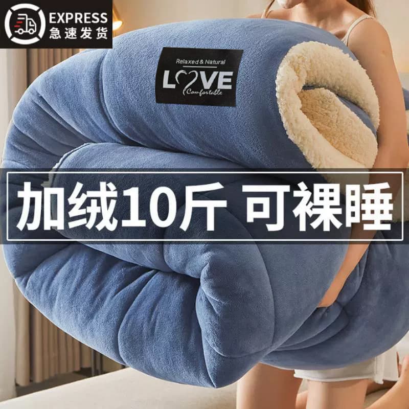 Lamb Fleece Quilt, Winter Cotton Duvet Inner, Single Dormitory Double-Sided Flannel Autumn/Winter Quilt, Thickened Warm Bedding