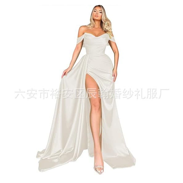 Amazon One-Shoulder Dress 2026 Fashion New Style European and American High Slit Dress Elegant Fashion Simple and Chic