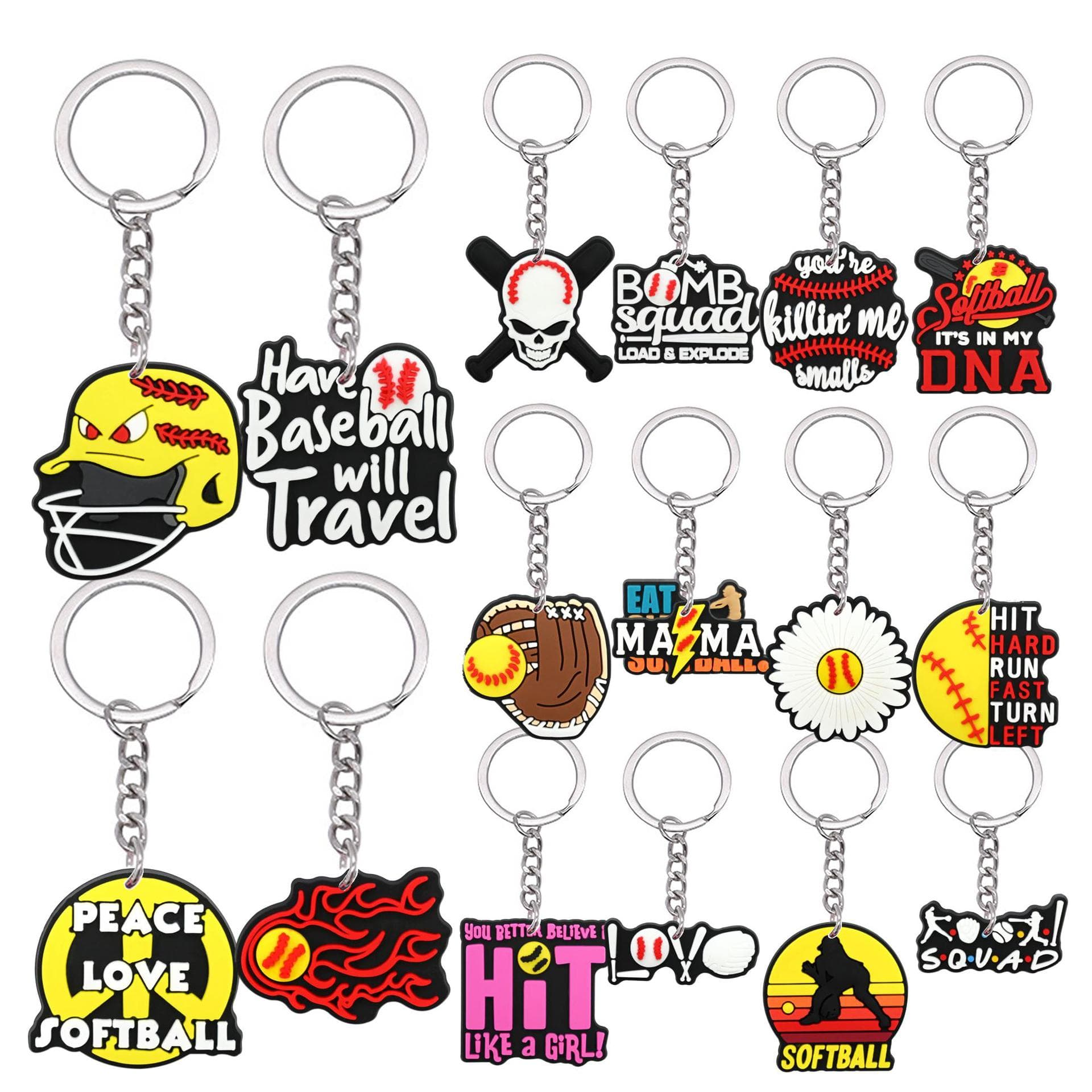 Cross-border Baseball Sports Series PVC Soft Rubber Mini Accessories DIY Keychain Flower Keychain Decorative Accessories