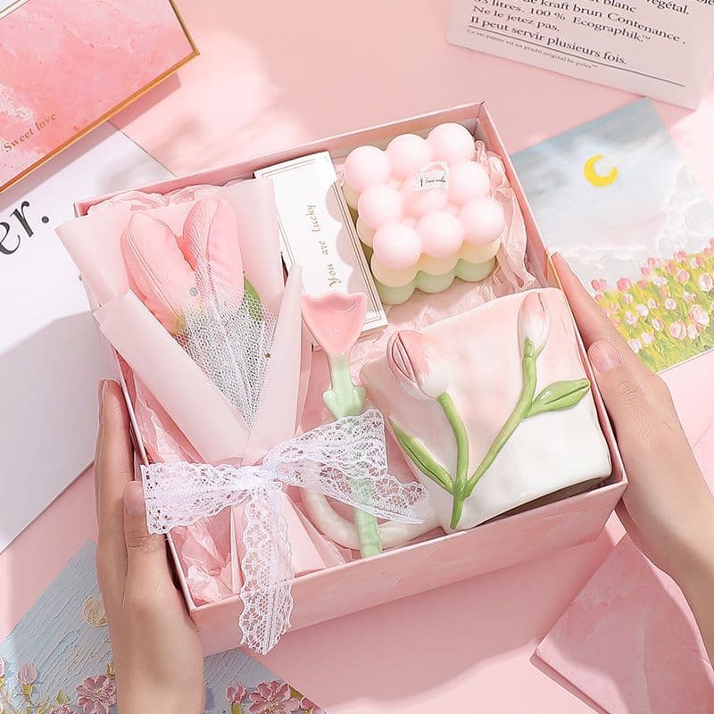 Birthday Gift Tulip Gift Box Cup Souvenir Practical for Bridesmaid Gift for Best Friend Women's High-end