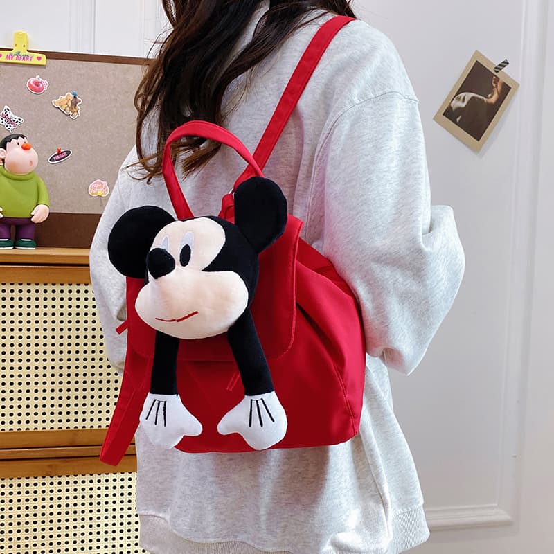 2024 Trendy Women's Backpack New Casual NS Cartoon Mickey Large Capacity Bucket Bag College Student Canvas Bag