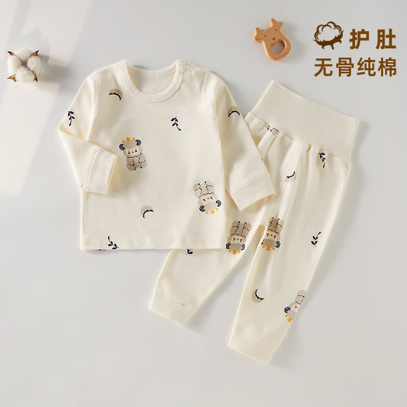 Baby Pajamas Class A Pure Cotton Spring Autumn High Waist Belly Protection Autumn Winter Children Split Set Baby Thermal Underwear Top and Pants Clothes