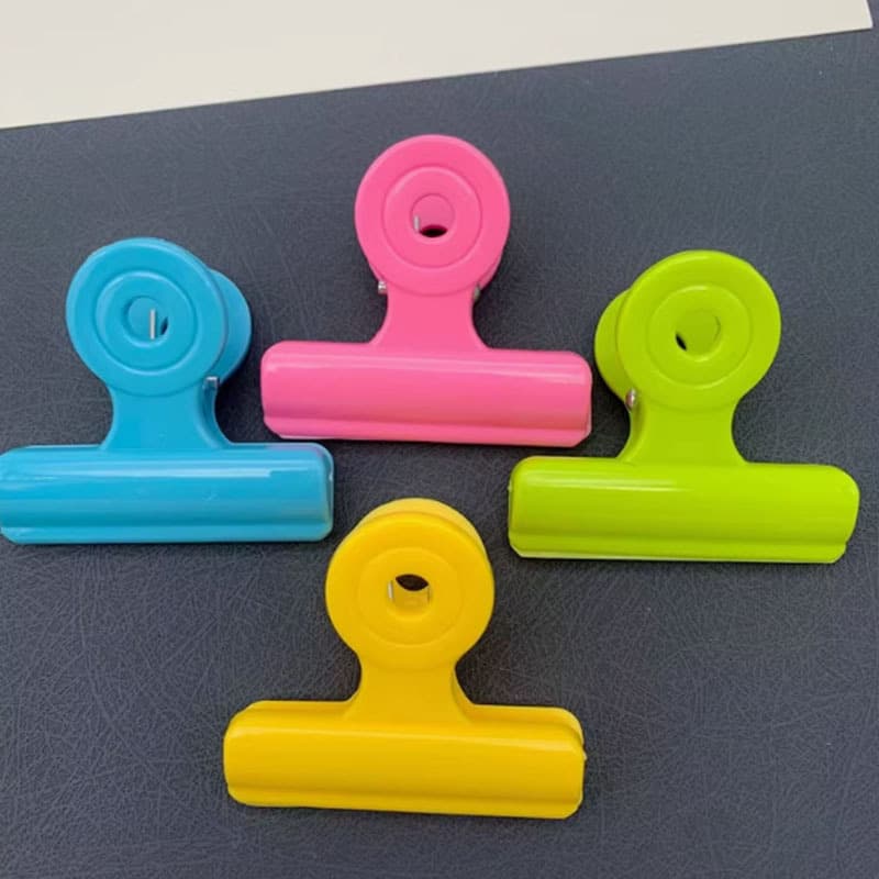 Colored ticket clips plastic round candy-colored clips household large medium small transparent clips voucher clips office stationery