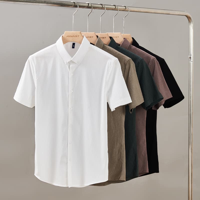 Men's Business Casual Office Short Sleeve Long Sleeve Shirt Stock Wholesale Custom Logo Embroidery