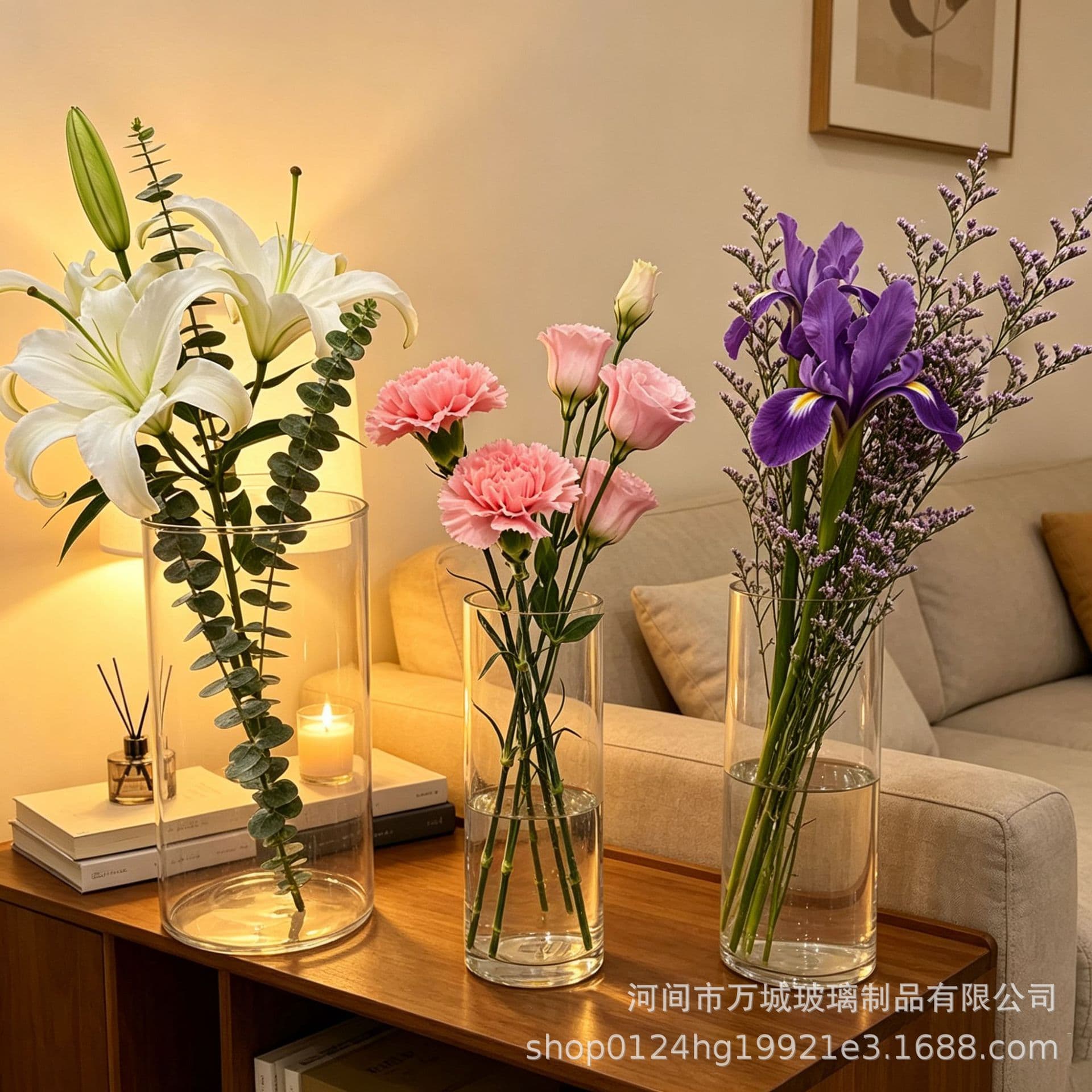 Straight tube ecological bottle home transparent glass vase living room creative ornaments Nordic micro landscape hydroponic bottle