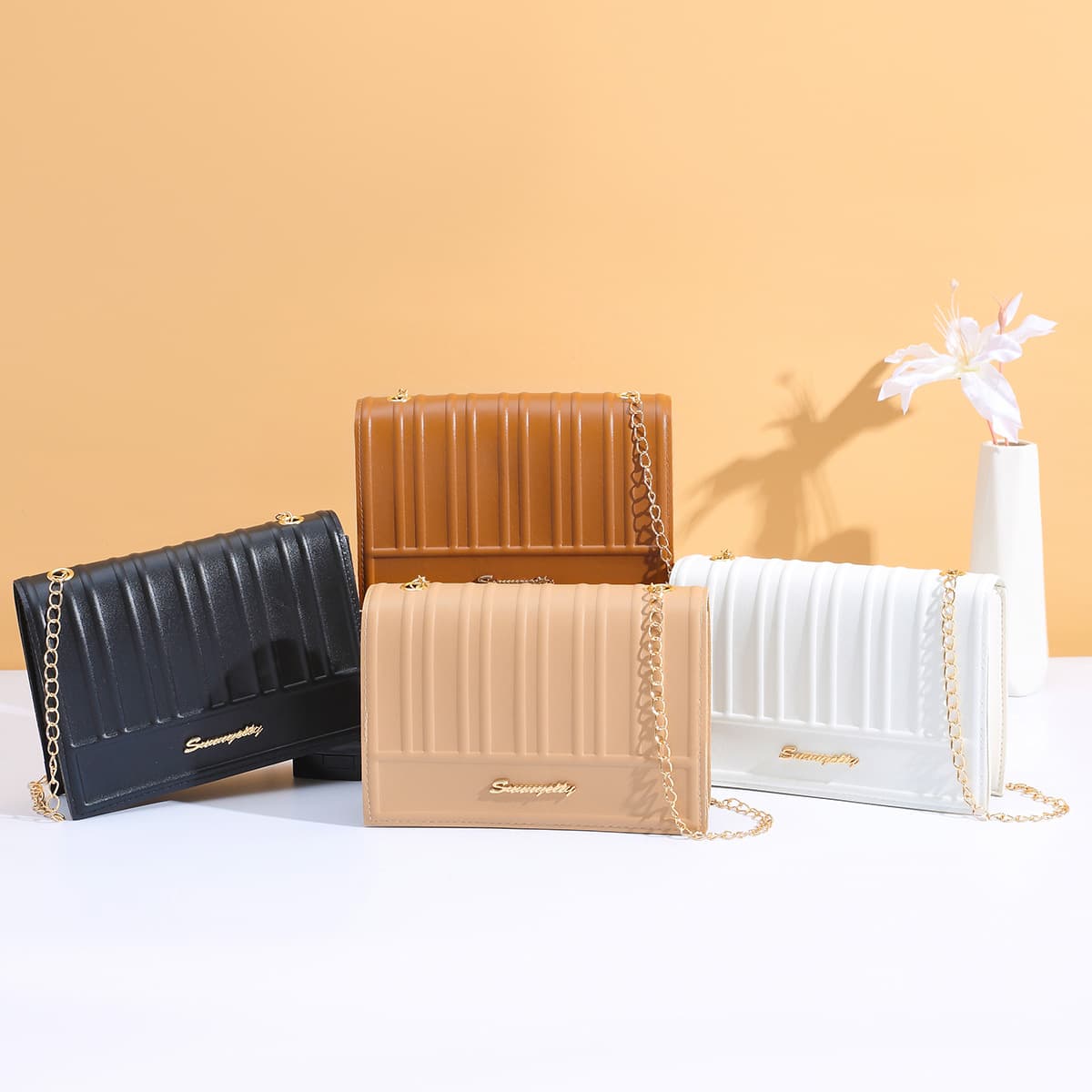 2026 New Fashion Chanel-Style Cold-Pressed S Logo Crossbody Shoulder Bag Casual Chic Chain Small Square Bag Coin Purse
