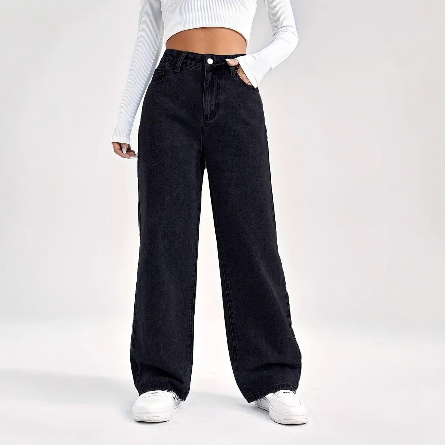Narrow Wide-Leg Jeans for Women Summer Thin 2025 New High-Waist Slim Straight Loose Design Pants