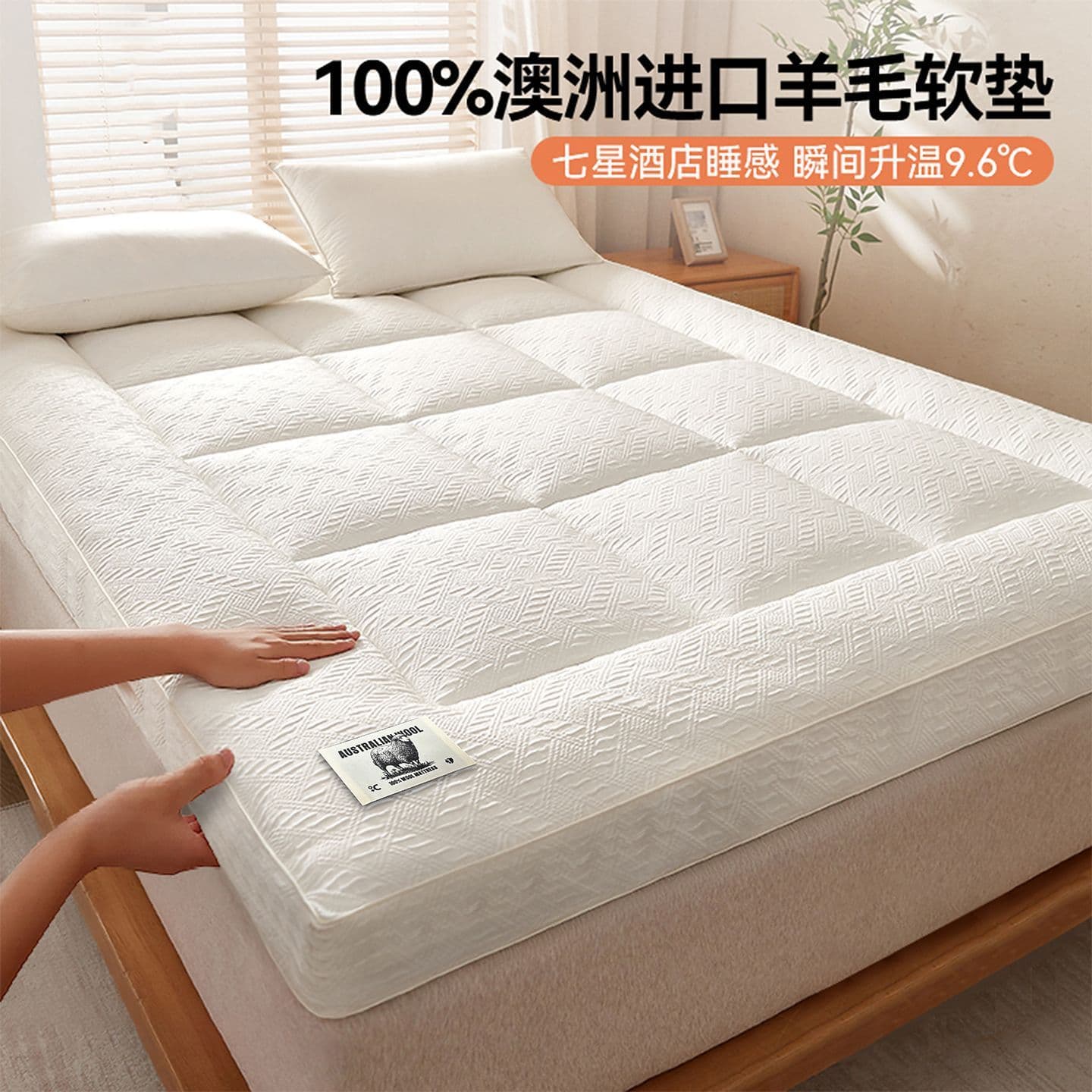 Australian Wool Mattress Topper Soft Pad Home Bedroom Mattress Underlay 180x200 for Rental Winter