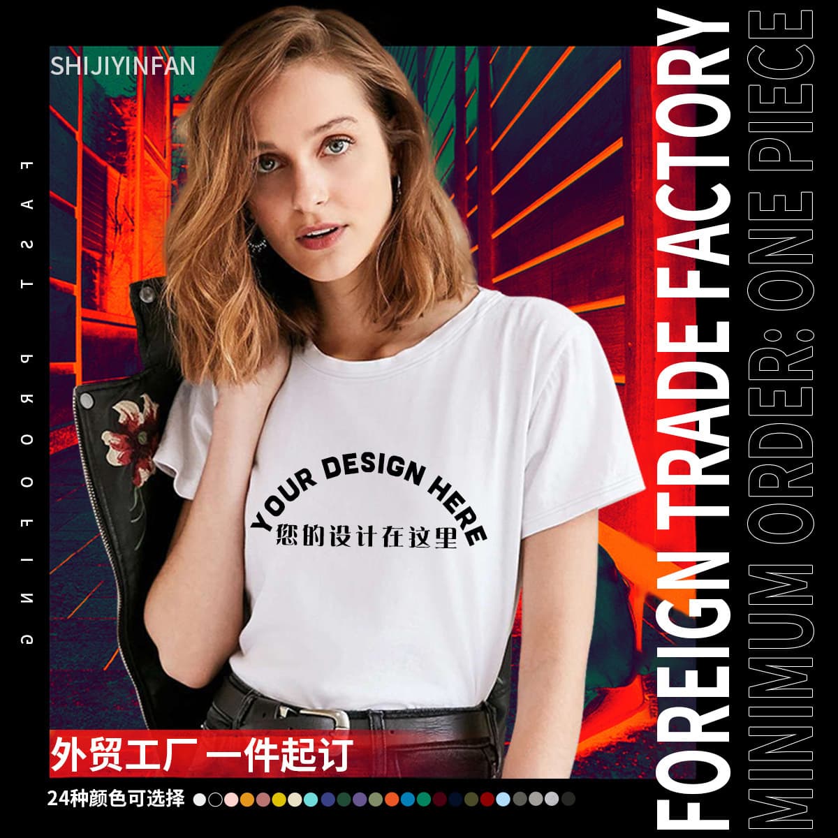 Customized Link Short-Sleeved T-Shirt Printing Amazon Independent Station Temu Women's Tops Small Batch Customization Oem Factory