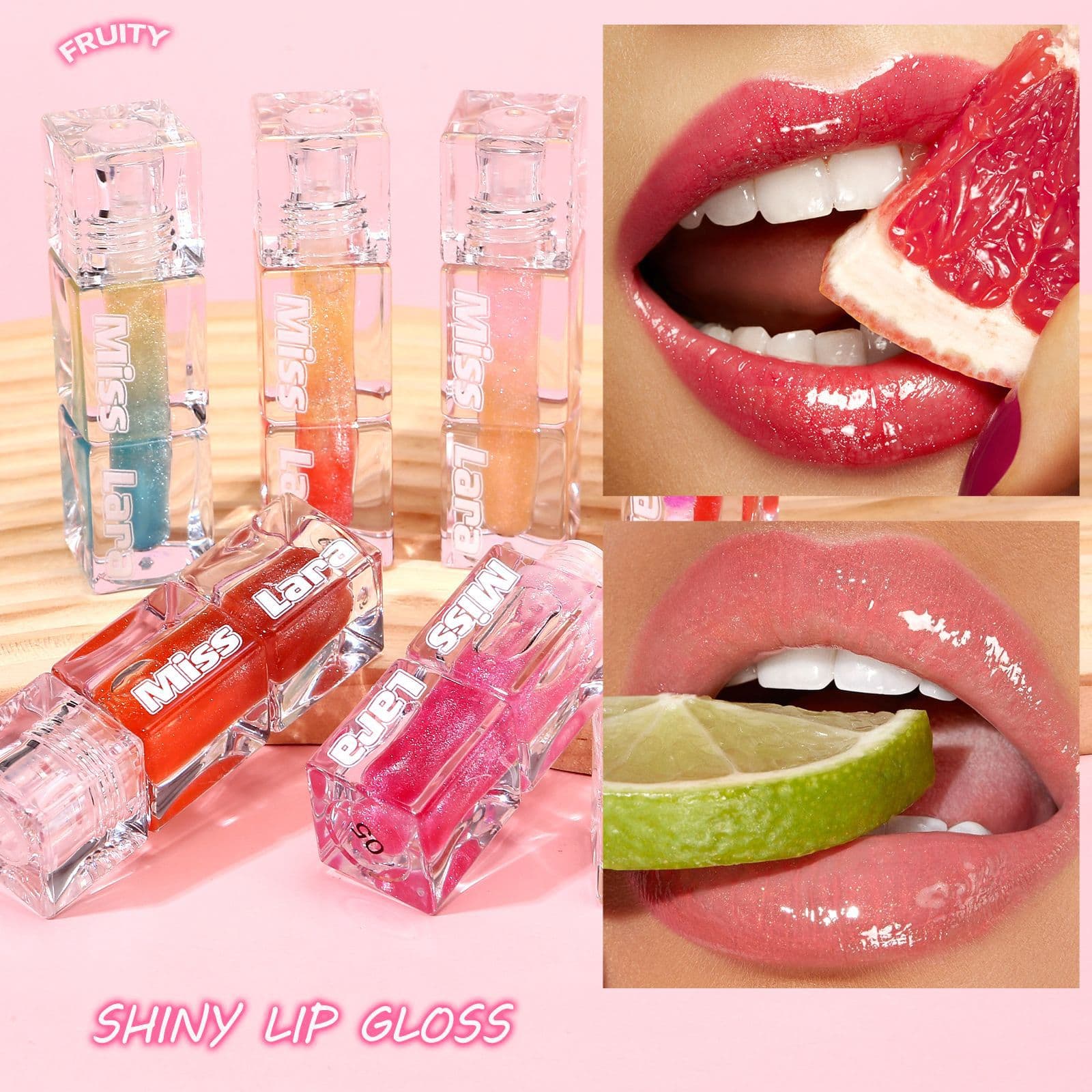 Foreign trade spot MISSLARA color-changing lip gloss lip oil fruit pink and moisturizing not easy to fade moisturizing water gloss lip glaze
