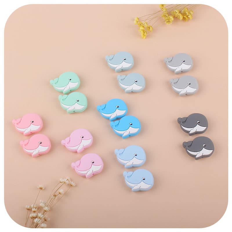 New Baby Cartoon Animal Whale Teether Beads Creative DIY Baby Pacifier Anti-Drop Chain Toy