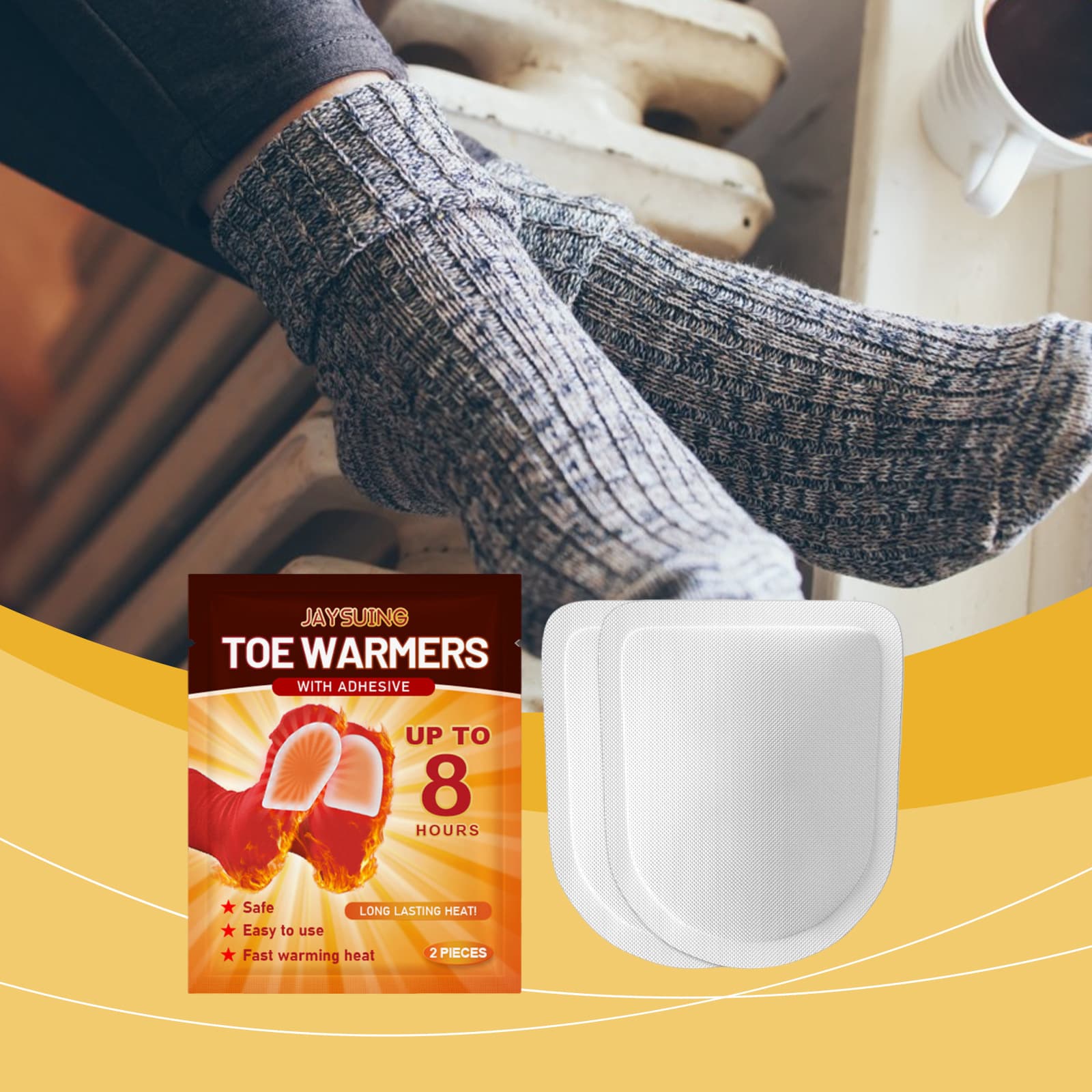 Jaysuing Self-Heating Foot Warmers, Compact Portable Foot Pads, Quick Heating for Feet