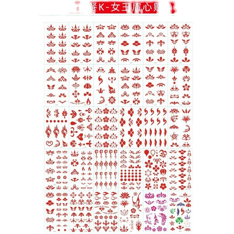 Flower eyebrow stickers, Han costume ancient flower prints, beauty tattoo stickers, waterproof stickers, finger June 1st stage makeup tattoo stickers