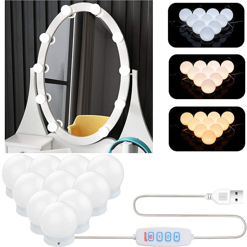 Hollywood LED Makeup Bulb with 5V USB, Three-color Selfie Beauty Mirror Light and Fill Light Bulb