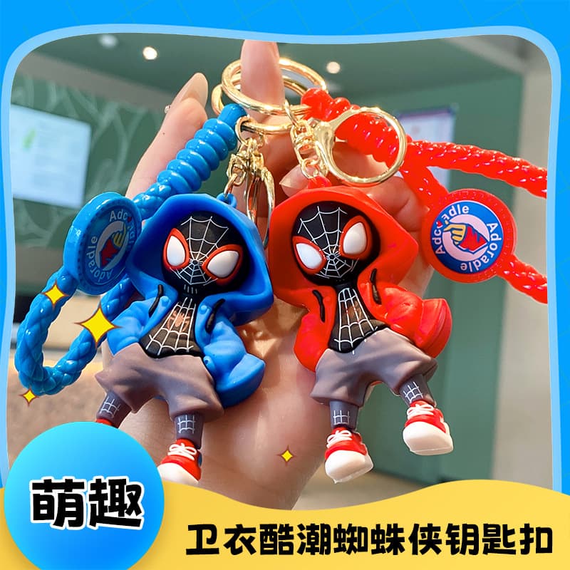 Anime PVC Hoodie Spider-Man Knitted Style Marvel Keychain Doll Machine Export Souvenir Small Gift Giveaway