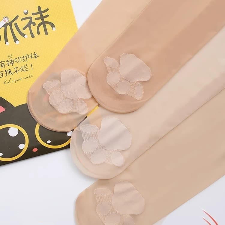 Women's Summer Sheer Nude Stockings, Bare Leg Look, Spring and Autumn Anti-Snag Skin Tone Cat Paw Ultra-Thin Pantyhose Wholesale