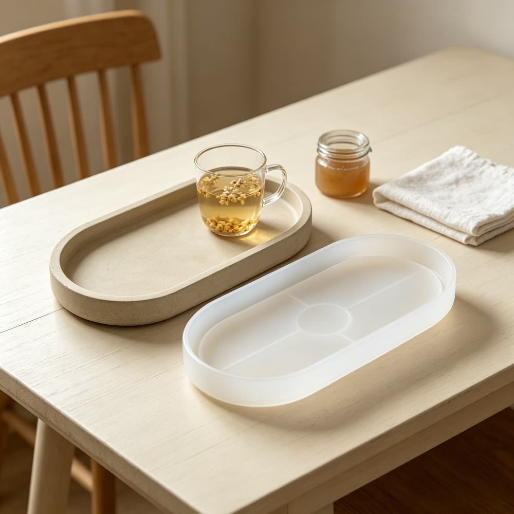 Oval compartment tray silicone mold crystal epoxy plaster DIY storage tray desktop ornament pouring mold