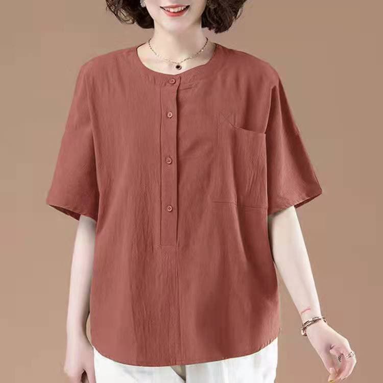 Short Sleeve T-Shirt for Women Plus Size 2025 Spring Summer New Middle-aged Mother Loose Fit Cover Belly Blouse Top