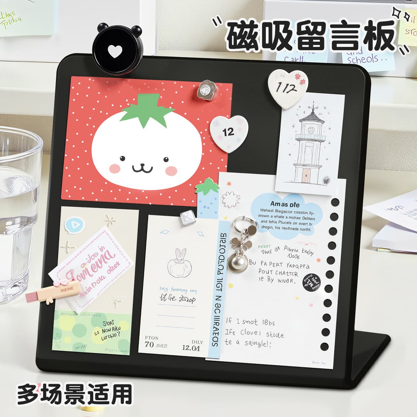 Reversible Desktop Magnetic Message Board, Blackboard Ins Style, Home Vertical Erasable Notepad, Office Reminder Board