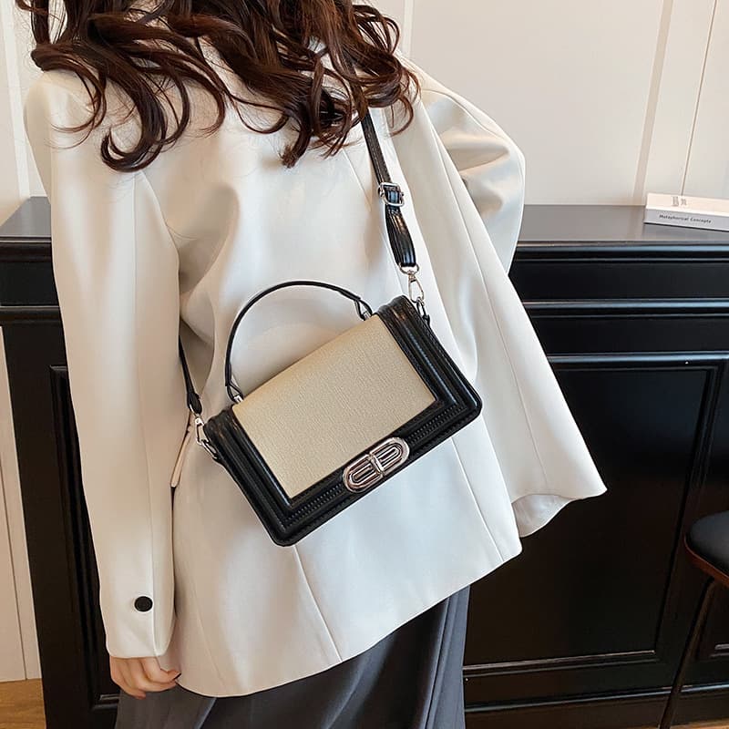 Stylish Chain Bag for Women 2026 New Fashion Woven Square Bag Color-Blocking Shoulder Crossbody Bag