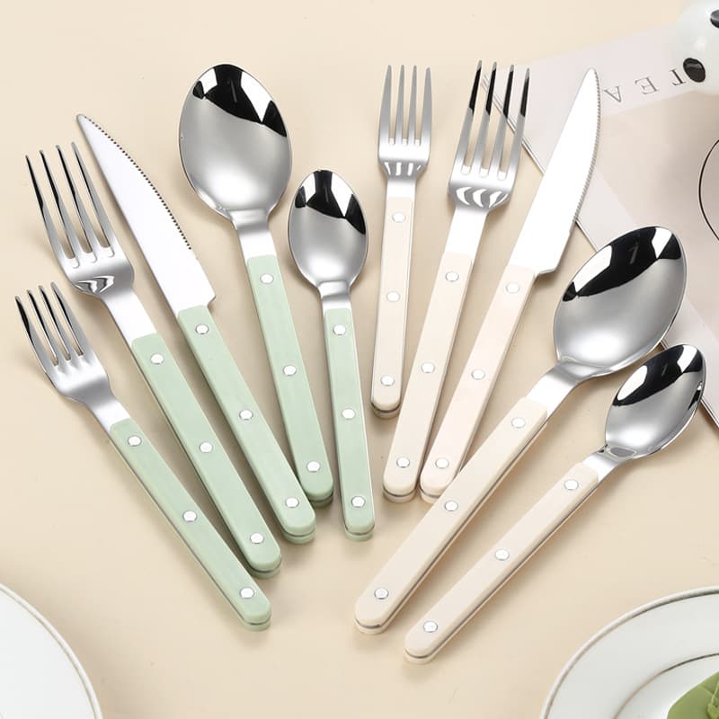 304 Stainless Steel Knife Fork Spoon Ins Rivet ABS Handle Western Steak Knife 5-Piece Set Ins Style