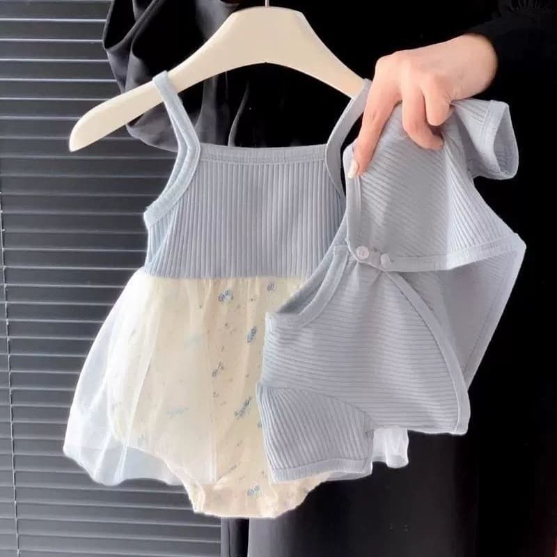 Summer suit for baby, fashionable and cute little princess, super fairy mesh suspender bag butt skirt, baby girl jumpsuit summer style