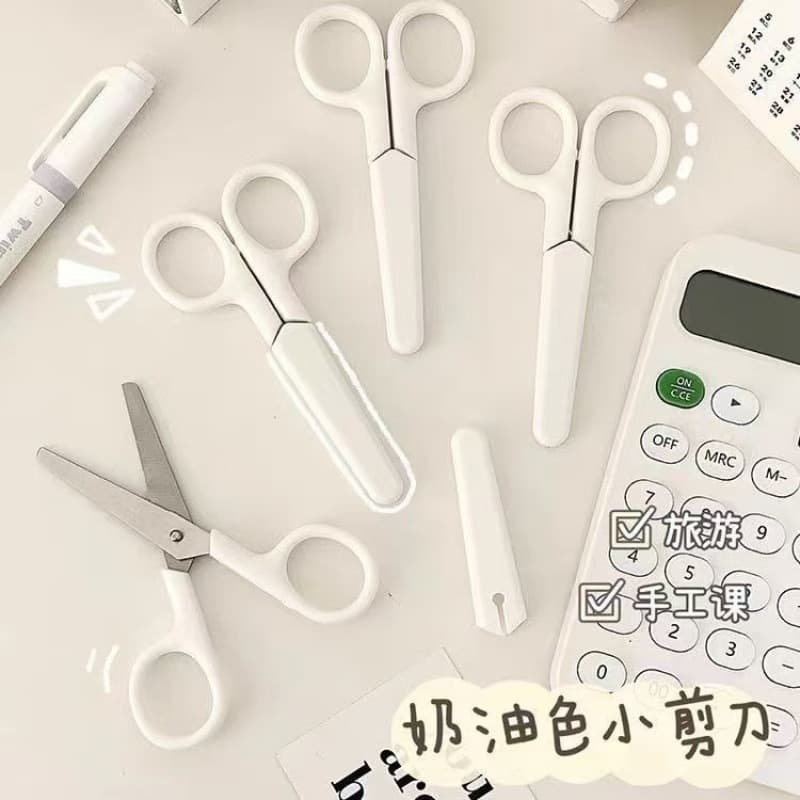 Minimalist White Handcrafted Scissors Stainless Steel Utility Knife Kids Safety Scissors Portable Small Scissors