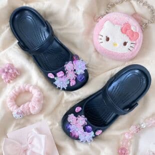 Crystal Mary Jane Ballet Shoes Women's Sandals Hole Sandals Women's Outdoor Flip Flops Beach Shoes Home Slippers