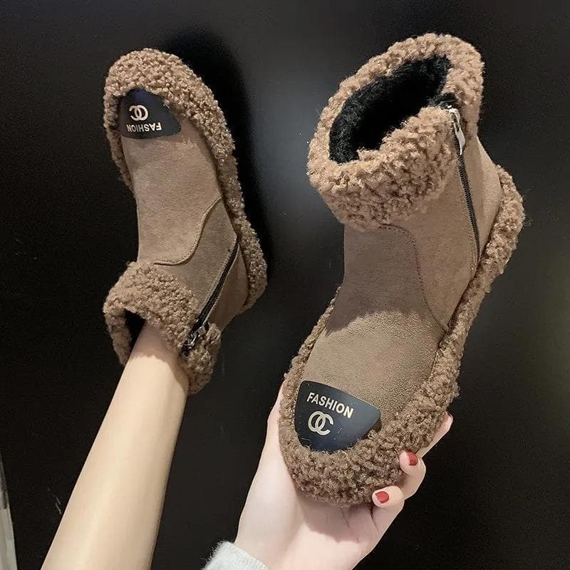 Thickened Anti-Slip Snow Boots for Women 2025 New Winter Warm Fleece-Lined Cotton Shoes Flat Low-Top Short Boots Martin Boots Trendy