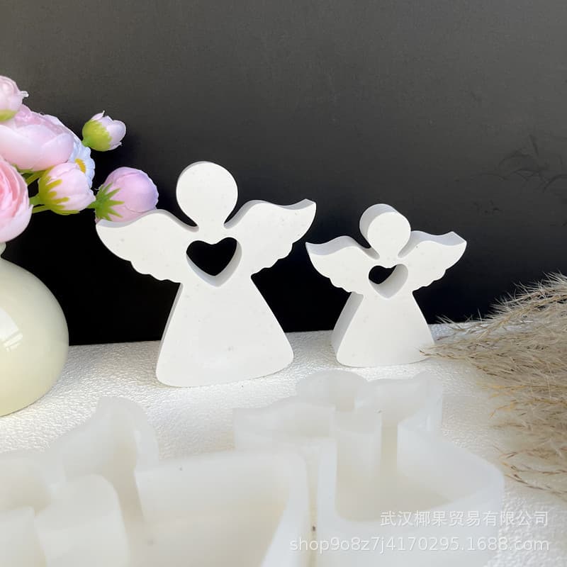 Love Angel Stone Plaster Candle Mold Silicone Concrete Home Decor Ornaments Drip Glue Crafts Molds Easy To Clean Store