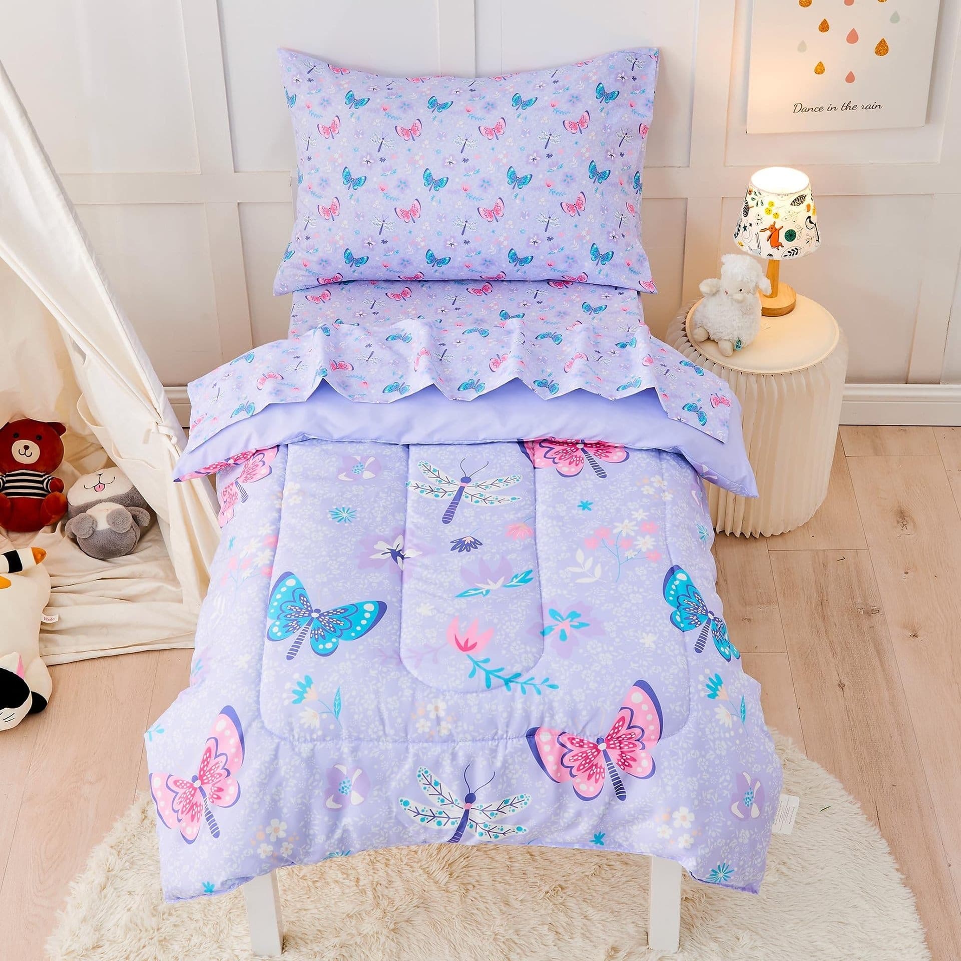 Cross-border Trade Butterfly Pattern Quilted Printed Comforter Winter Quilt Three-Piece Set Wholesale