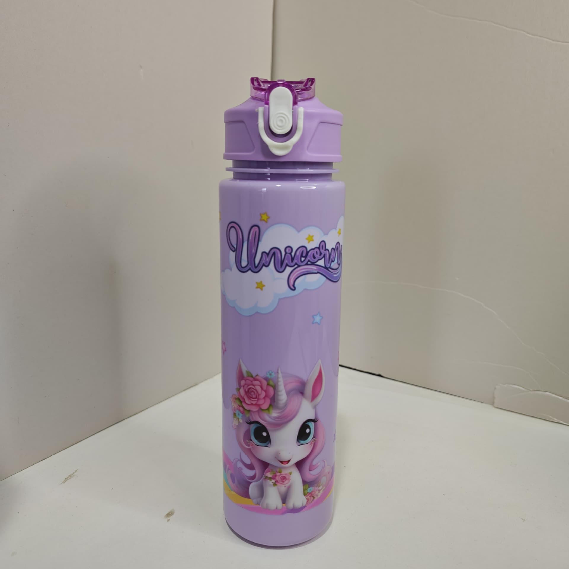 New Unicorn Pattern Transparent Solid Color Plastic Water Cup, Cute Leak-Proof Drop-Resistant Outdoor Portable Cup, Space Cup