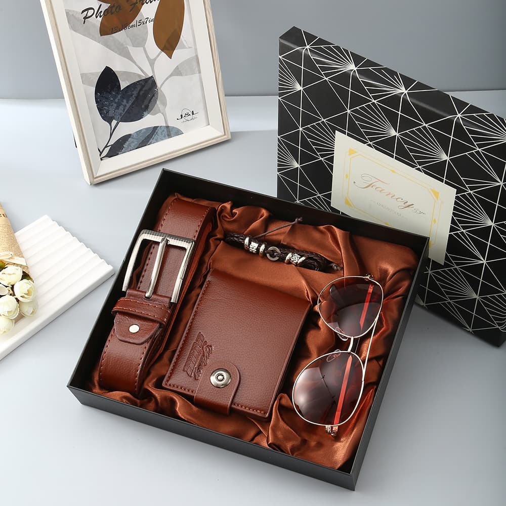 Luxury Men's Wallet Belt Gift Set Business Anniversary Father's Day Premium Leather Gifts for Him Corporate Promotional Items