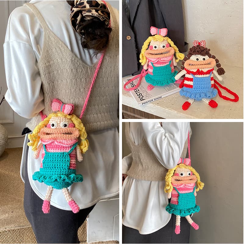 Cartoon Lips Phone Bag Handmade Crochet Bag Finished Product Gift for Girlfriend Crossbody Bag