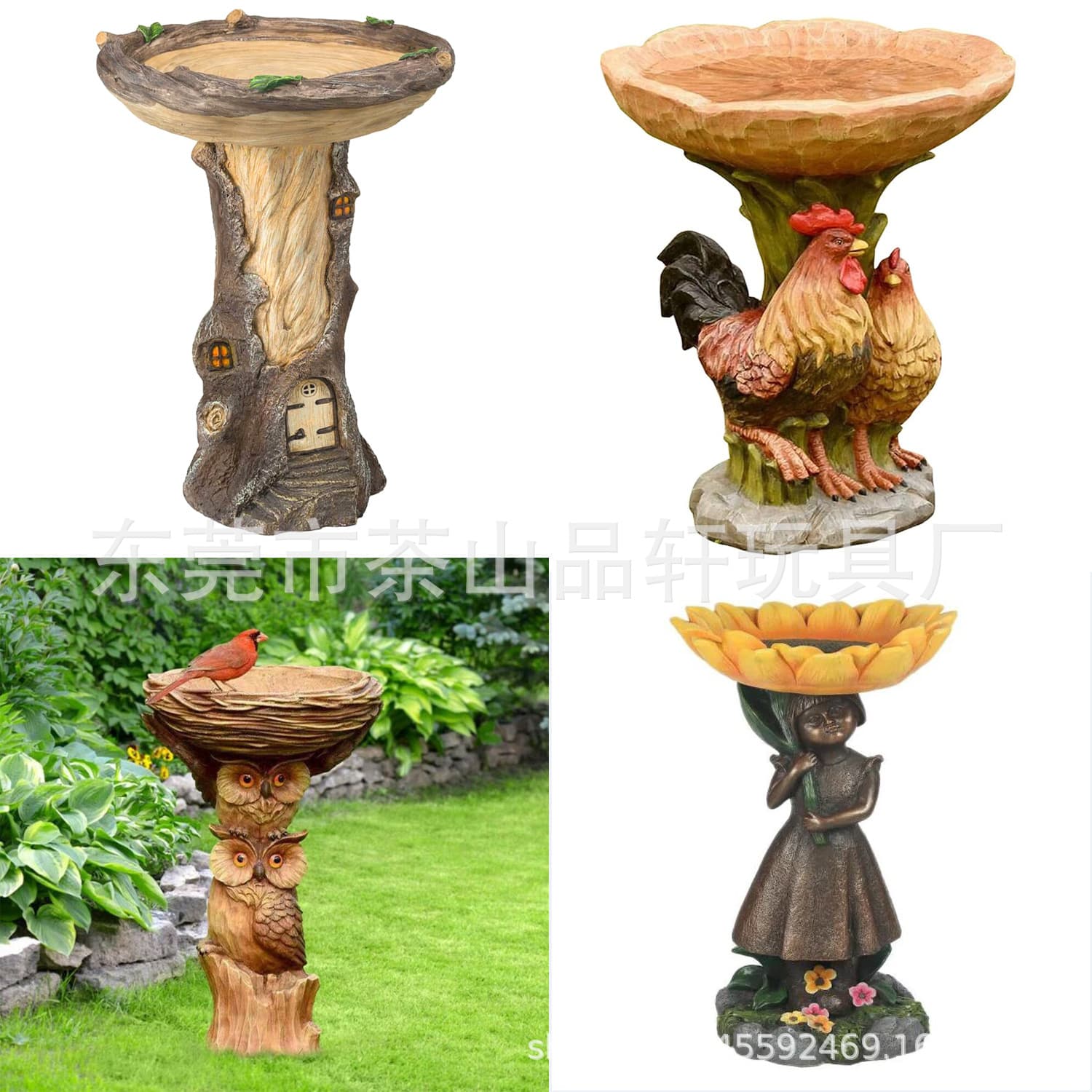 Cross-border Sunflower Bird Bath Resin Sunflower Bird Bath Ornament Garden Gnome Craft