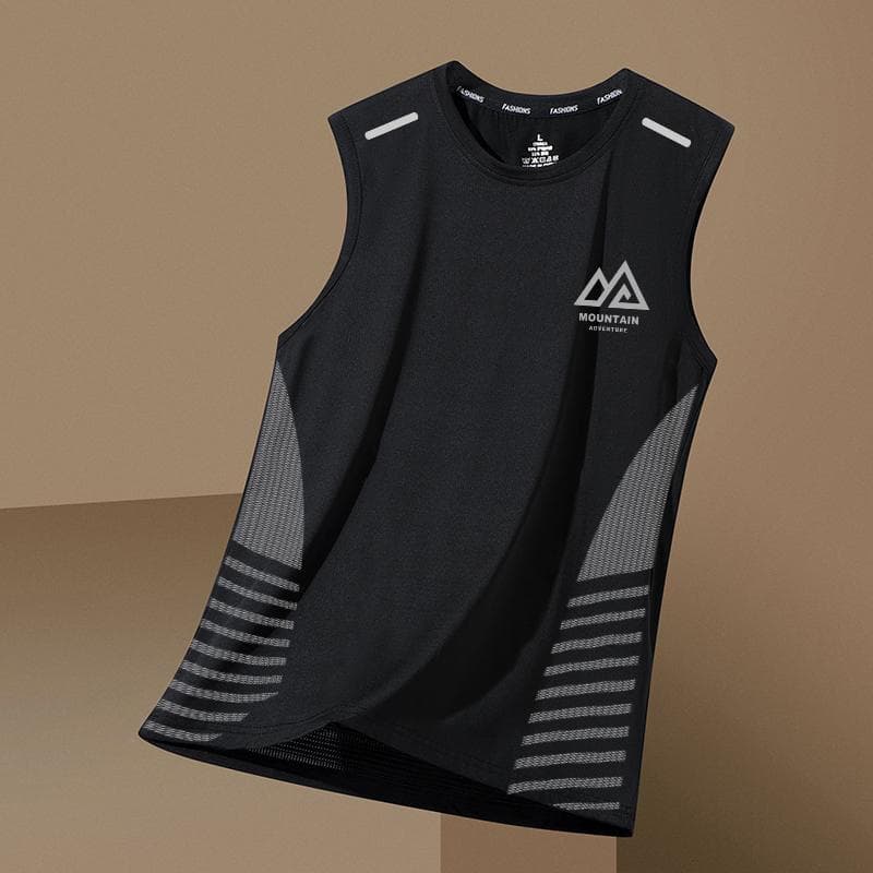 Men's Summer Ice Silk Breathable Vest Fitness Training Base Shirt Wide Shoulder Sleeveless T-Shirt Quick Dry Casual Wear