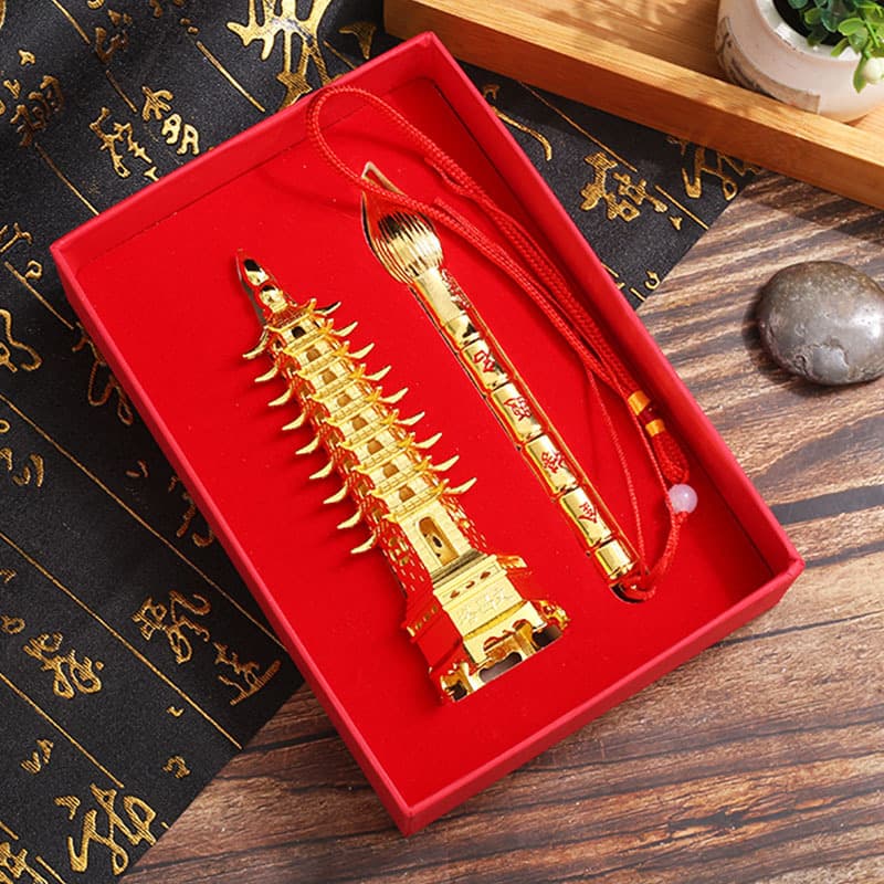Factory Direct Supply 9-Layer Wenchang Tower Wenchang Pen Pendant Set Metal Crafts Ornaments Creative Gift Gift Box