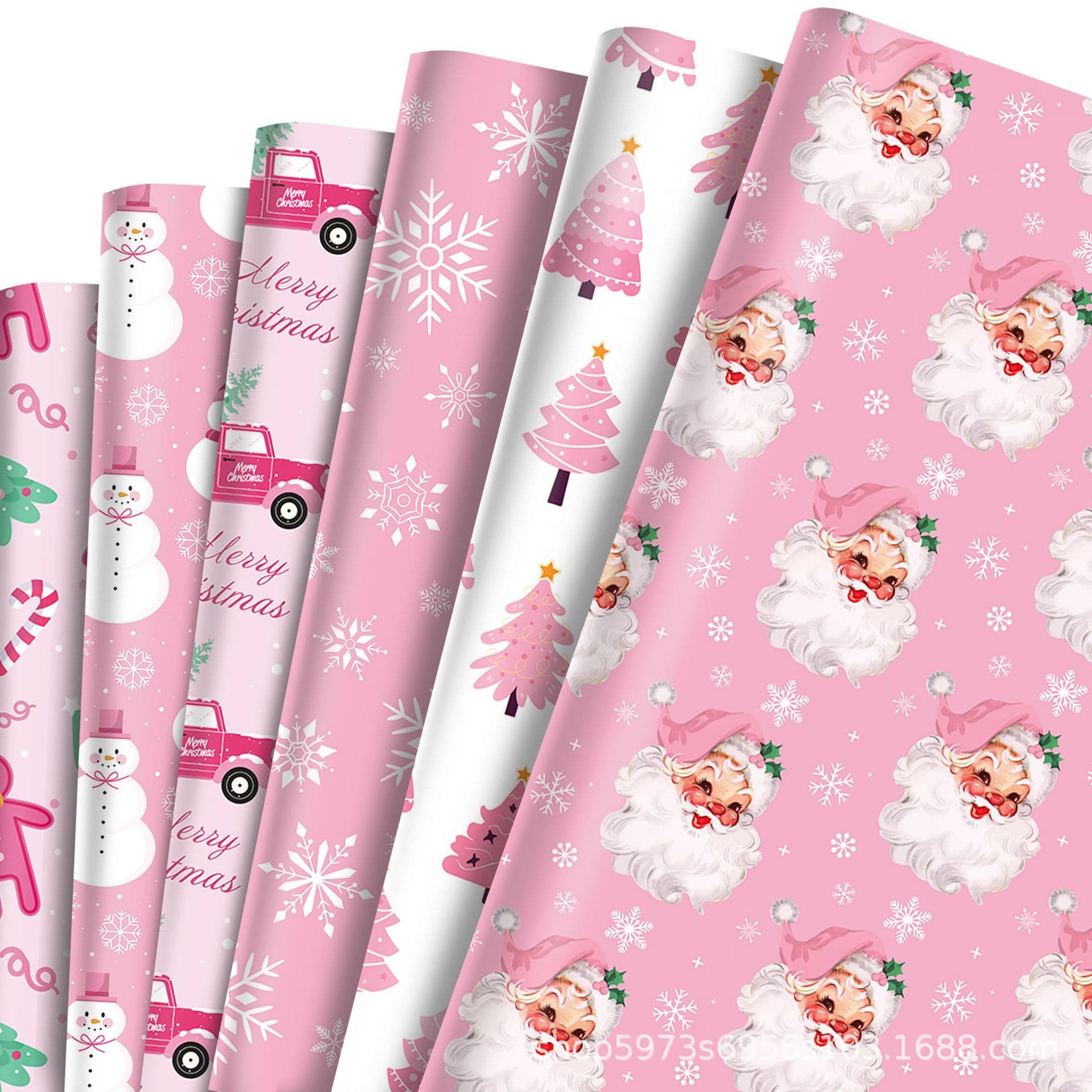 WZ070 Pink Christmas Snowman Gift Decoration Paper Party Gift Box Decoration Outer Wrapping Paper