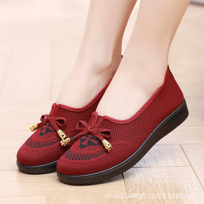 New Autumn Women's Shoes Fashion Versatile Sneakers Middle-aged Mother Shoes Soft Sole Walking Shoes Fly-knit Women's Shoes