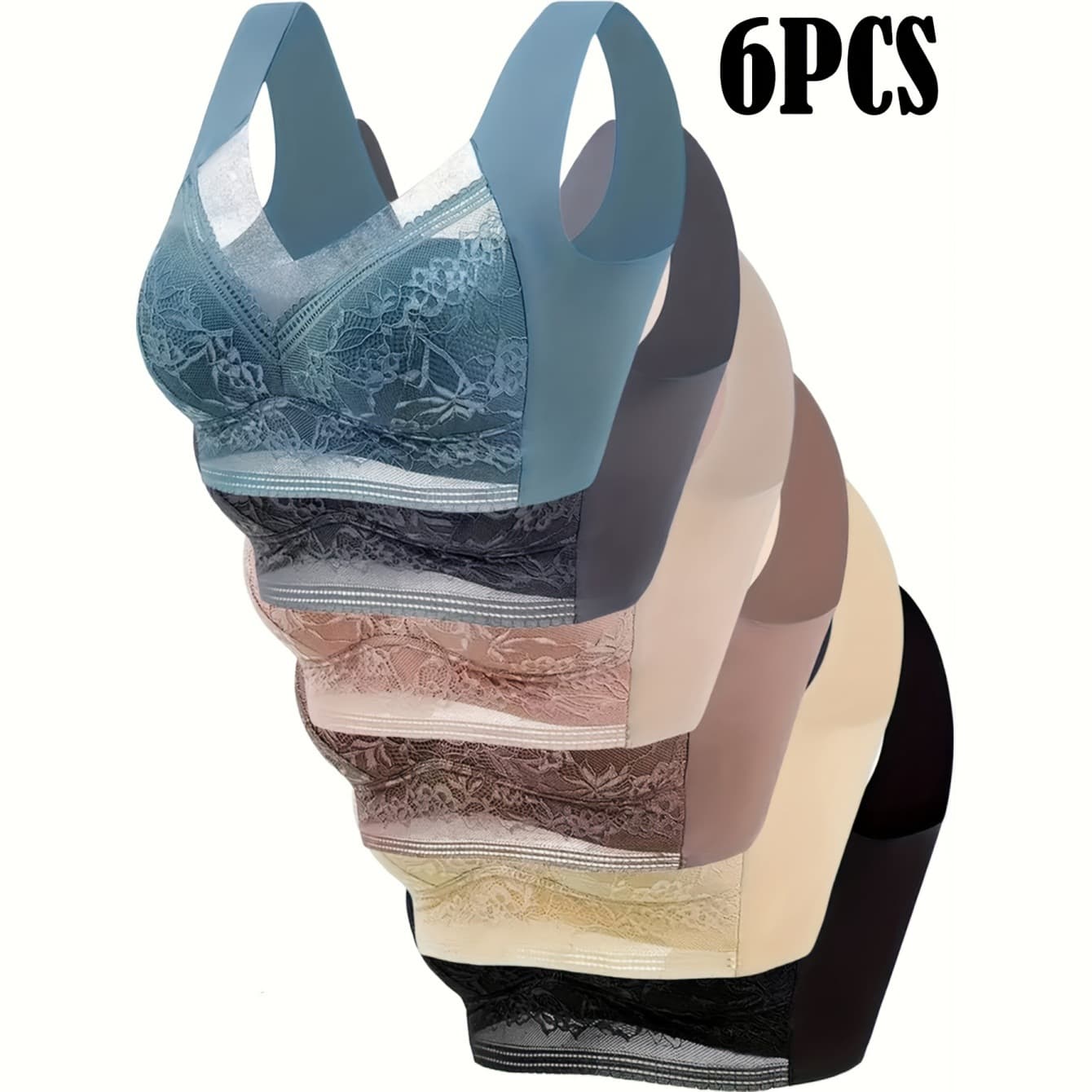Lace Fixed One-Piece Women's Breathable Bra Full Cup Wireless Seamless Vest Style Plus Size Bra Underwear