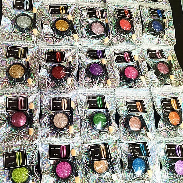 Nail Art 20-Color Solid Mirror Powder 20-Color Solid Matte Mirror Powder Nail Powder with Brush
