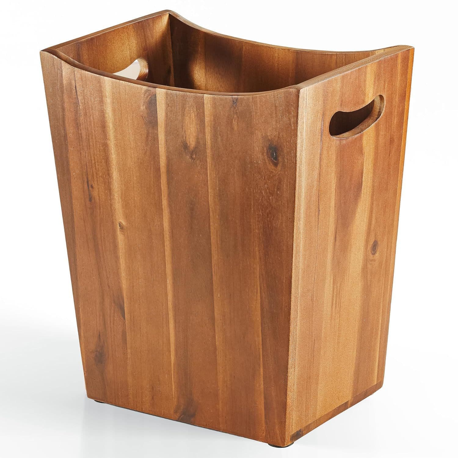 Solid Wood Trash Can for Home Use, High-end Wooden Living Room, Kitchen, Simple Office, Homestay, Portable Wastepaper Basket Wooden Bucket