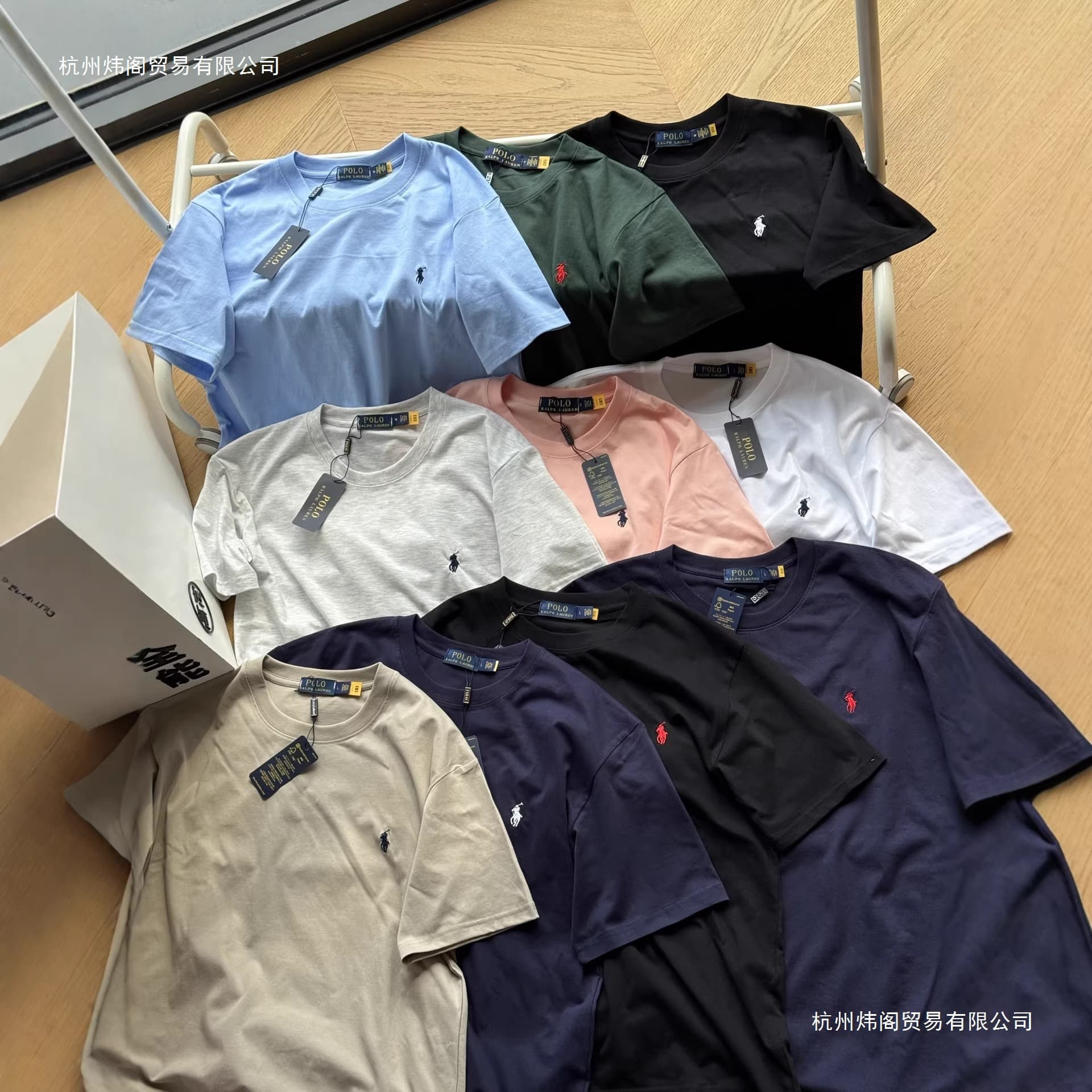 Cross-border High Quality RL Laphorse Embroidered Classic Basic Jersey Cotton Casual Round Neck Short Sleeve Undershirt