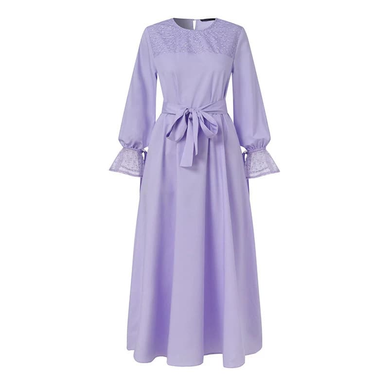 Elegant lace splicing dress spring long plus size women's dress cross-border temperament 2026 new fashion
