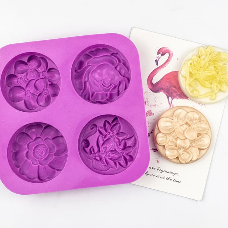 Minghao 4-Connector Different Flower Handmade Soap Mold Cold Process Mold Creative Silicone Cake Mold High Temperature Resistant Easy Release