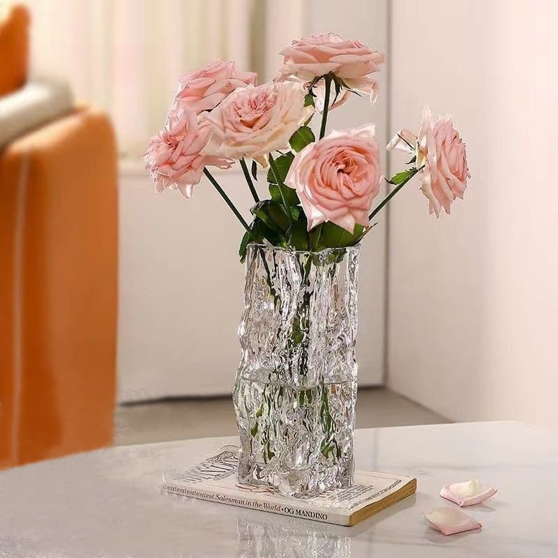 Drop shipping free shipping vase glass transparent hydroponic flower vase luxury high-end ins style wide mouth desktop fresh flower vase
