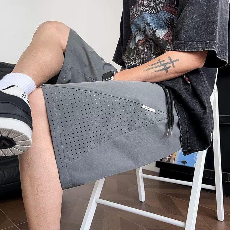 American Ice Silk Basketball Shorts for Men Summer Thin Fashion Loose Breathable Five-Point Shorts Casual Mesh Sports Pants