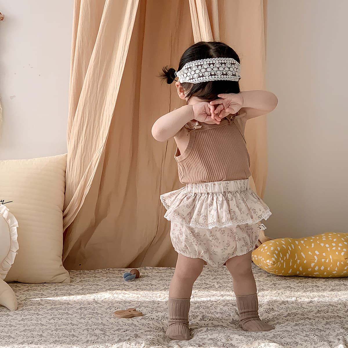 Korean Style Baby Clothes Summer Cute Set for Girls Super Cute Summer Camisole and Bodysuit Two-Piece Set Thin