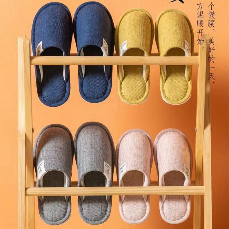 Linen Cotton Slippers 2023 New Autumn Winter Indoor Cloth Slippers Home Slippers Non-Slip Warm Couple Men Women